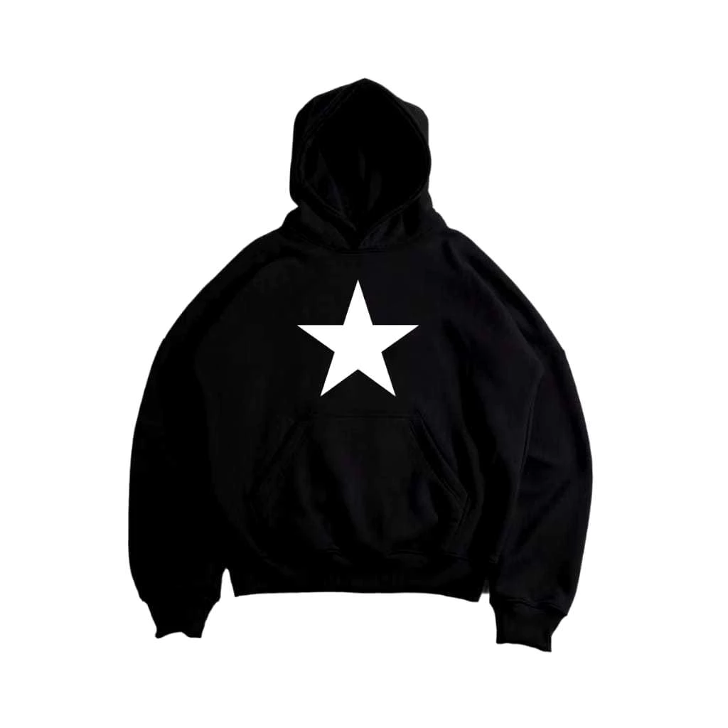 Zertico | Sweater Hoodie Boxy Oversize | Star Hitam