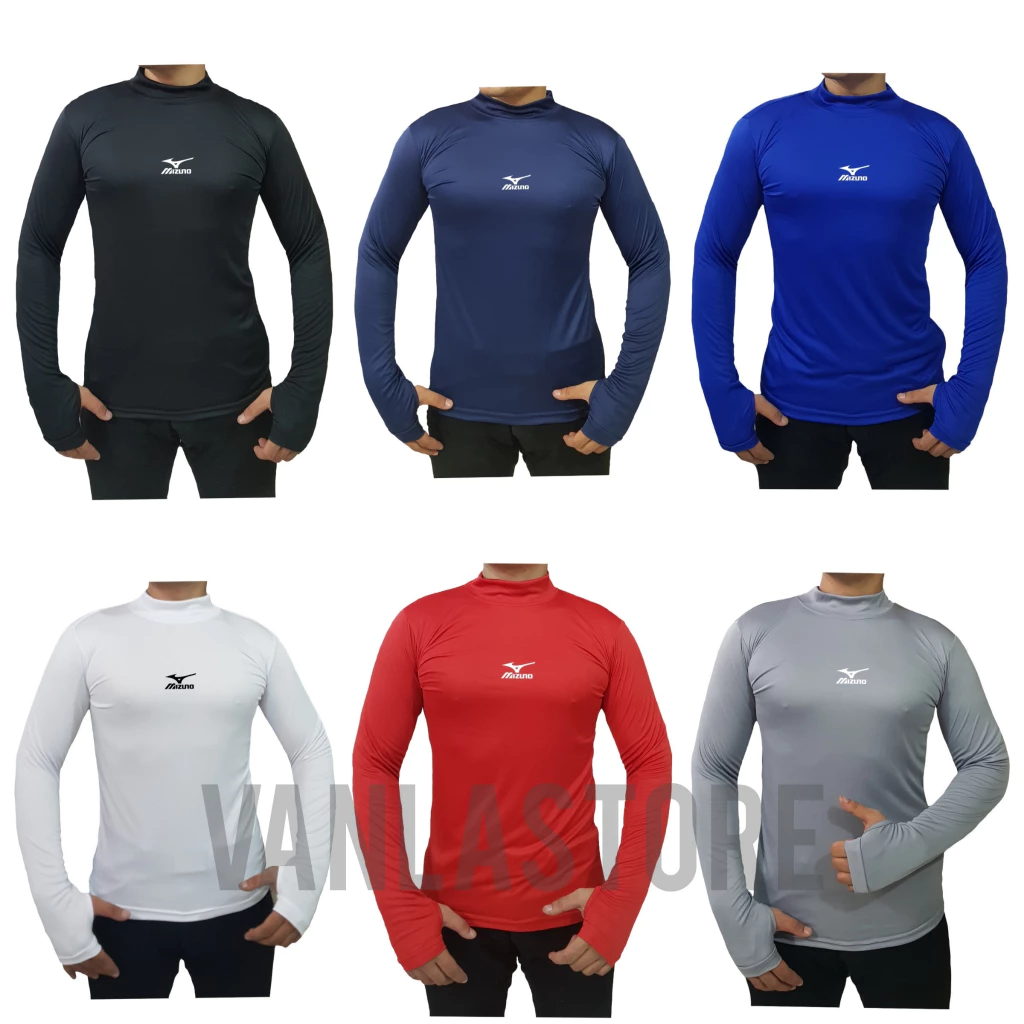 Baju Manset Pria Baselayer Thumbhole Kaos Manset Olahraga Lengan Panjang Pria Wanita Running Futsal Volly