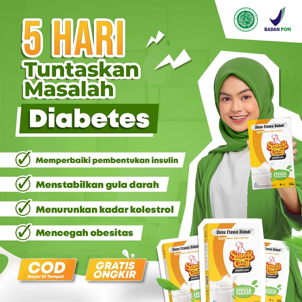 Supergoat Platinum Membantu Menstabilkan Diabetes Susu Stevia Kambing Etawa Bubuk 1 Box @200gr