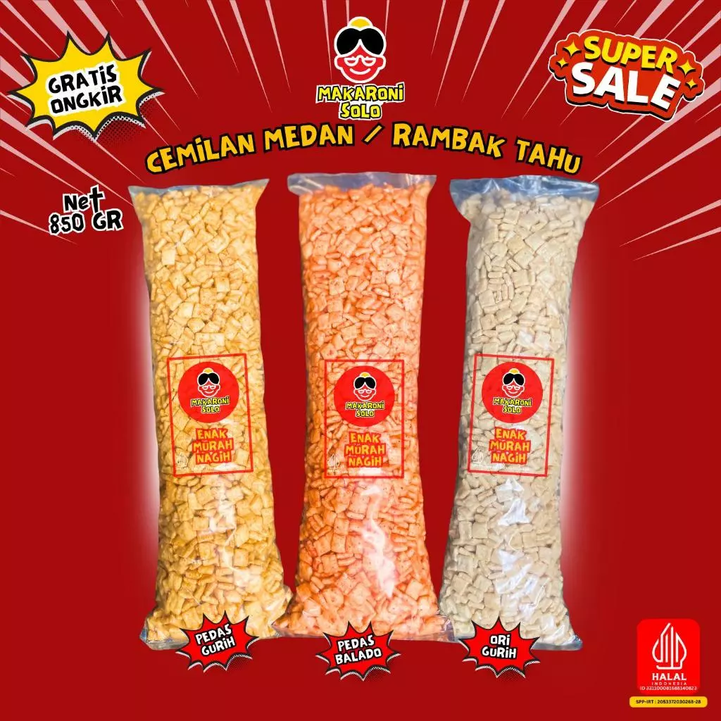 1 BALL KRUPUK RAMBAK TAHU CEMILAN MEDAN KERUPUK KOTAK RASA BALADO, PEDAS ASIN, CEMILAN SNACK PEDAS BISA COD RAMBAK TAHU