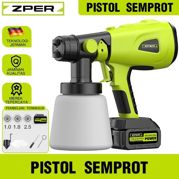 ZPER Pistol semprot litium 400W Electric Spray Gun 800ml Alat Semprot Cat ZP002