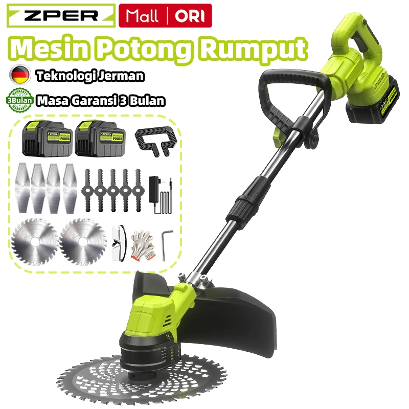 ZPER Mesin Potong Rumput Pemotong Rumput Listrik Pemangkas Rumput Dengan Baterai Li-Ion ZP003