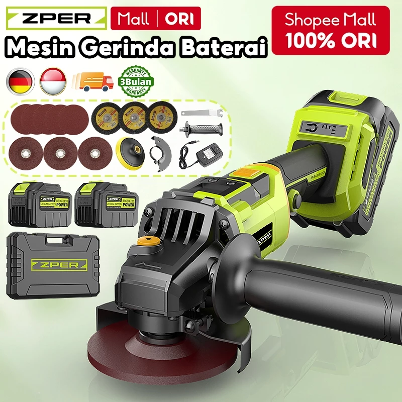 ZPER Mesin Gerinda Baterai Cordless Tangan Penggiling Sudut Strong Power Gerinda Listrik ZP036