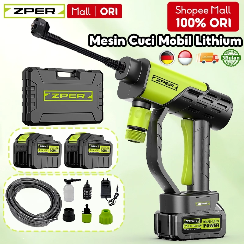 ZPER Alat Cuci Mobil Pistol Air Tekanan Tinggi Alat Portable Nirkabel Untuk Nyuci Mesin 600W ZP005