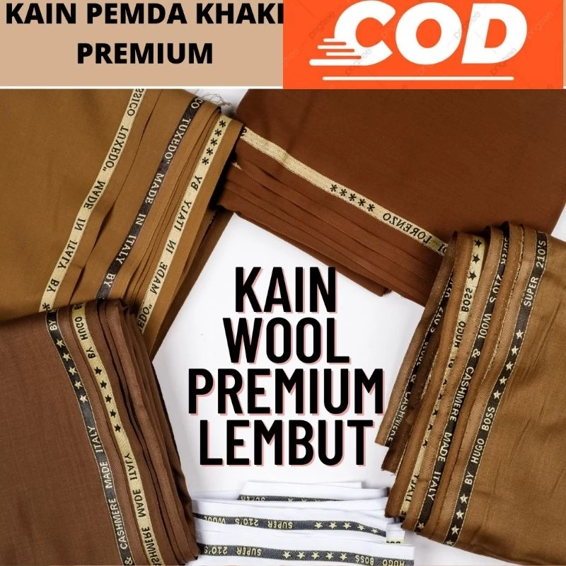 Kain Pemda Khaki Premium Semi Wool Katun Lembut Bahan Baju Setelan Seragam PEMDA PDH ASN Kain Katun