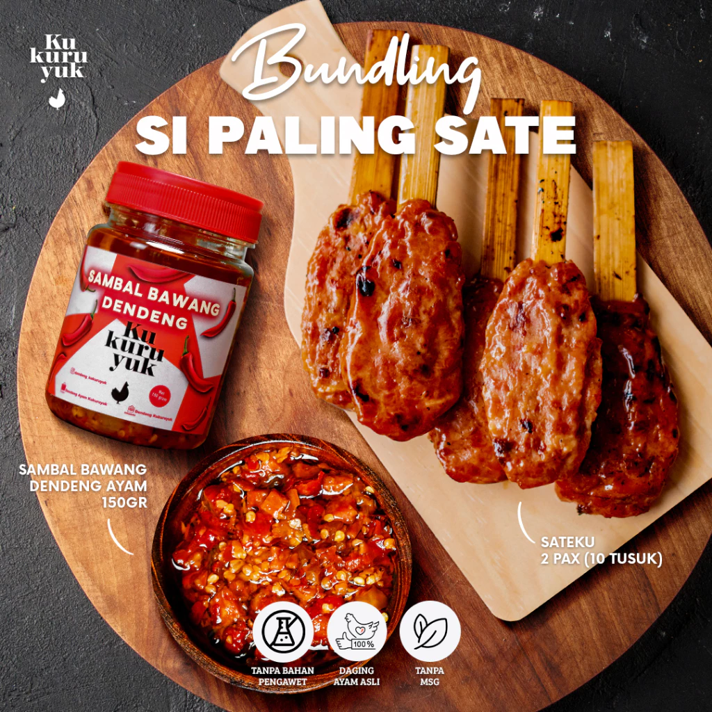 Si Paling Sate Kukuruyuk - Paket Bundling Sateku 2 Pax + 150gr Sambal Bawang Dendeng Ayam