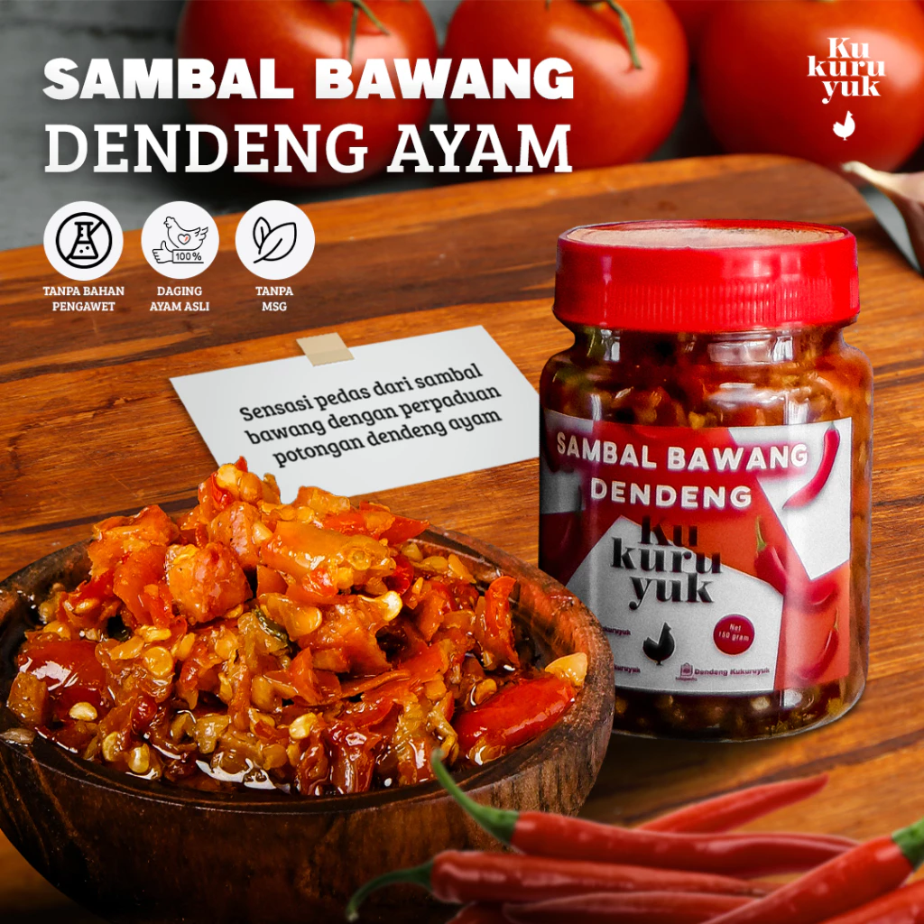 Dendeng Kukuruyuk - Sambal Bawang Dendeng Ayam Homemade Cepat Saji - 150gr