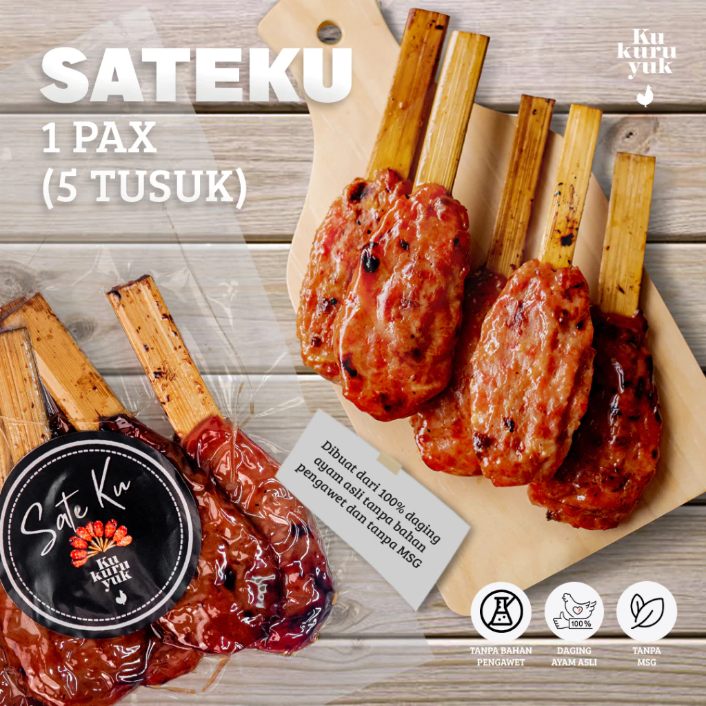 Dendeng Kukuruyuk - Sateku Ayam Kukuruyuk 1 Pax Isi 5 Tusuk Sate Frozen Food 200gr
