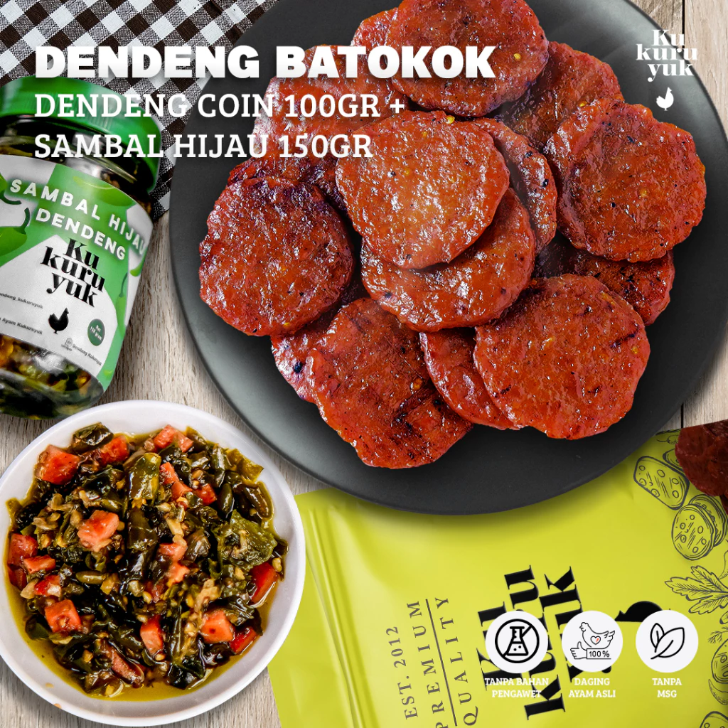 Dendeng Batokok Kukuruyuk - 100gr Dendeng Coin + 150gr Sambal Hijau Dendeng Ayam
