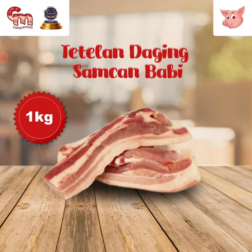 Tetelan Daging Samcan Babi Dengan Kulit Import Berlapis Segar