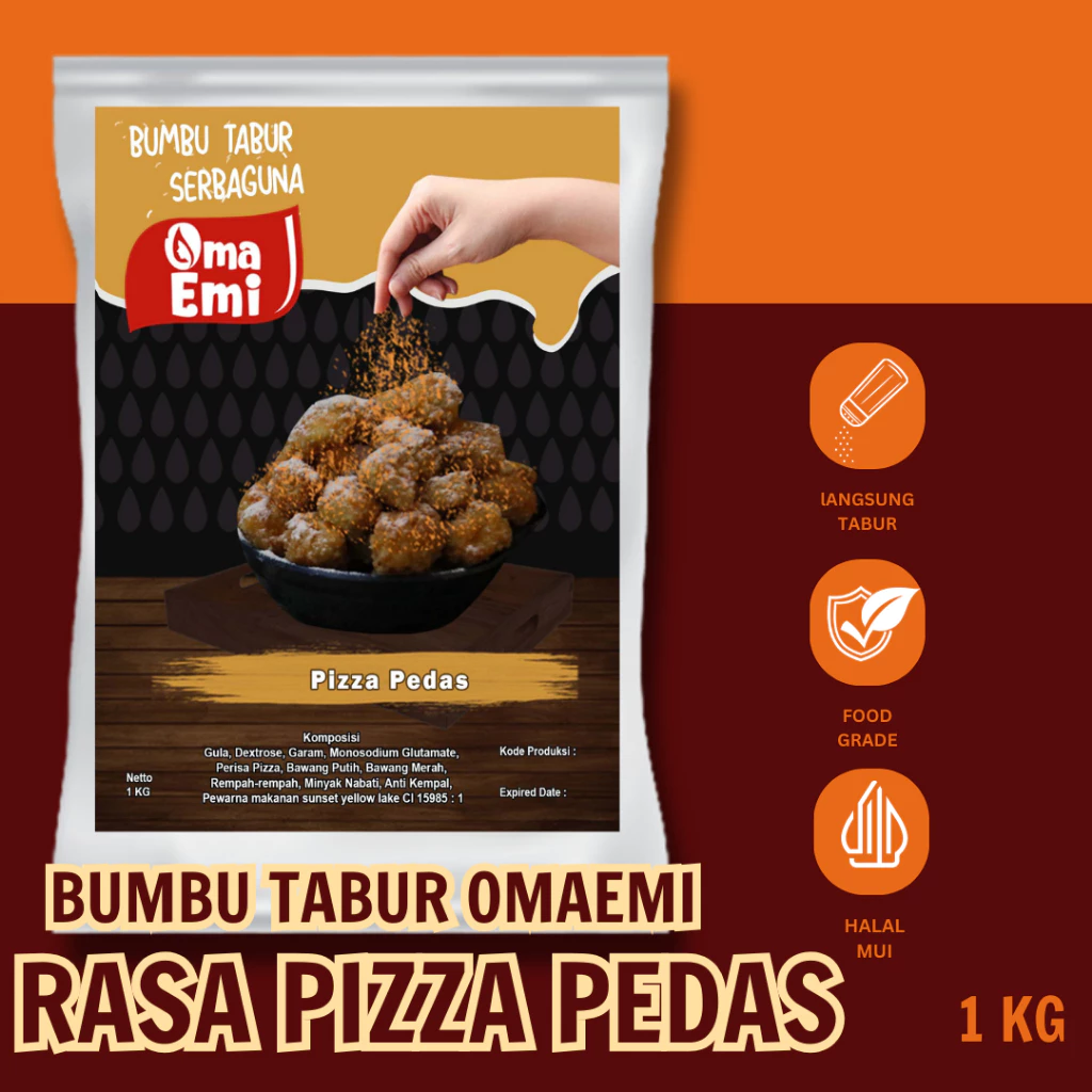 Bumbu Tabur Pizza Pedas Kemasan 1kg Food Grade