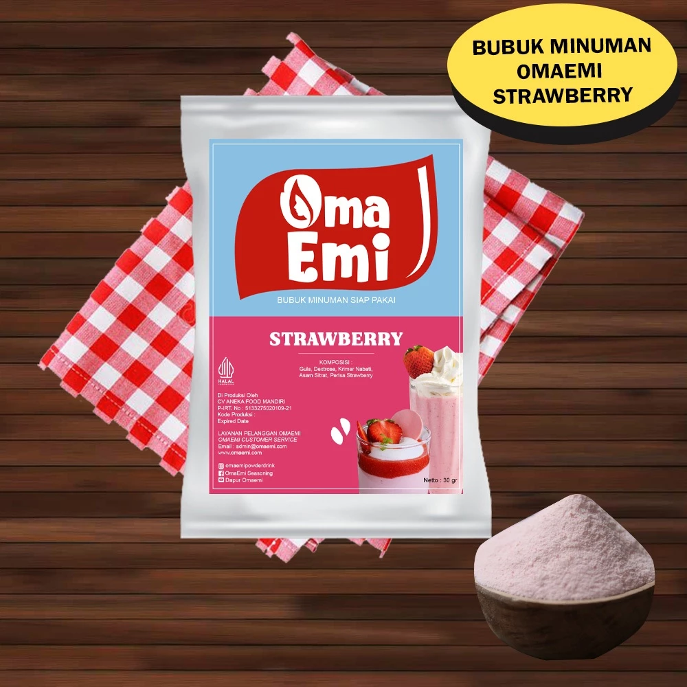 Bubuk Minuman Rasa {STRAWBERRY} / {STRAWBERRY} 30 gr / Produsen Bubuk Minuman Aneka Rasa