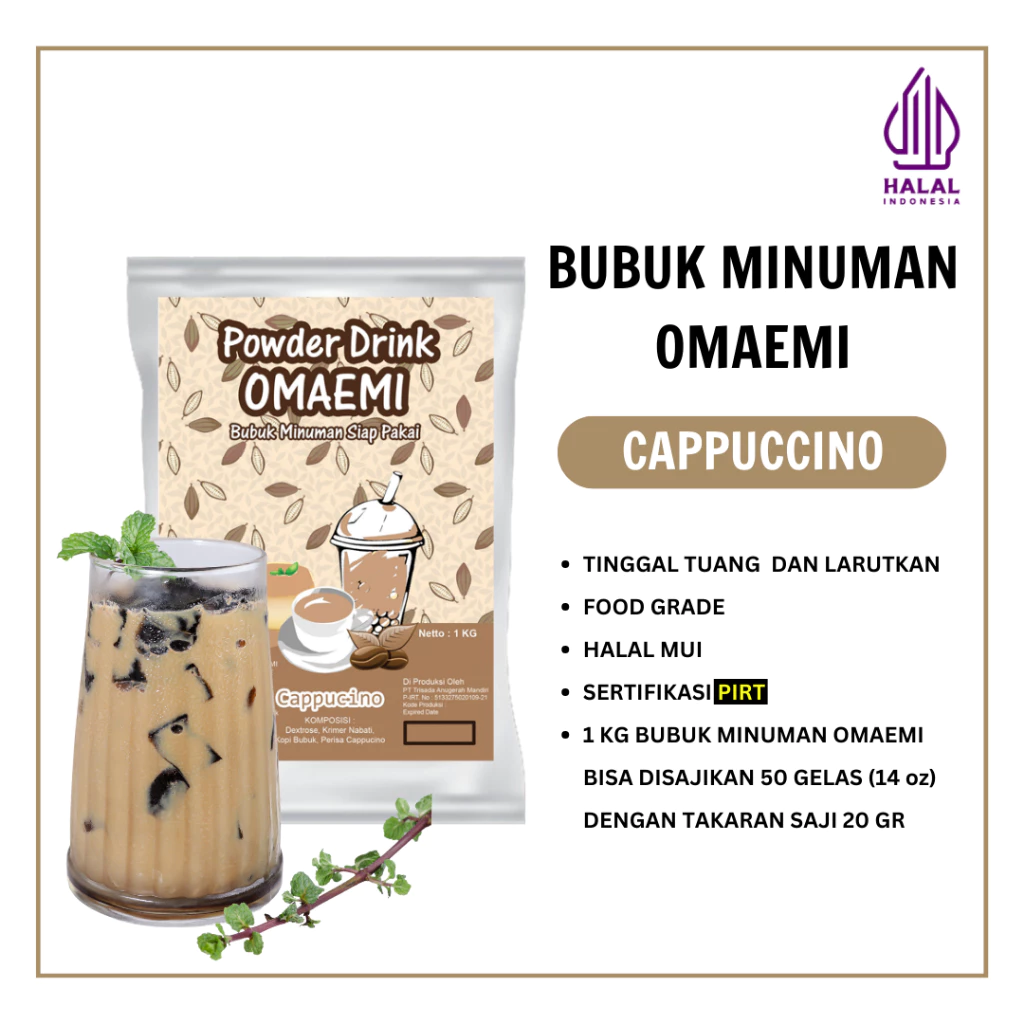 Bubuk Minuman OmaEmi Powder Drink Aneka Varian Rasa Cappucino Kemasan 1 Kg Halal