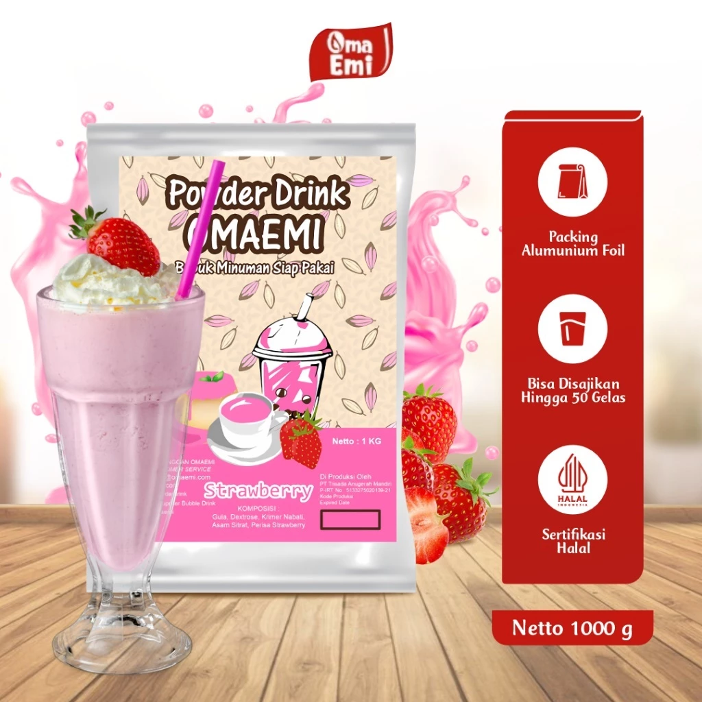 POWDER DRINK STRAWBEERY 1 KG FOOD GRADE