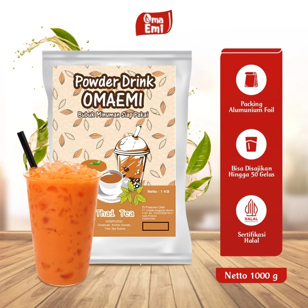 Bubuk Minuman OmaEmi Powder Drink Rasa Thai Tea Aneka Varian Kemasan 1 Kg Halal