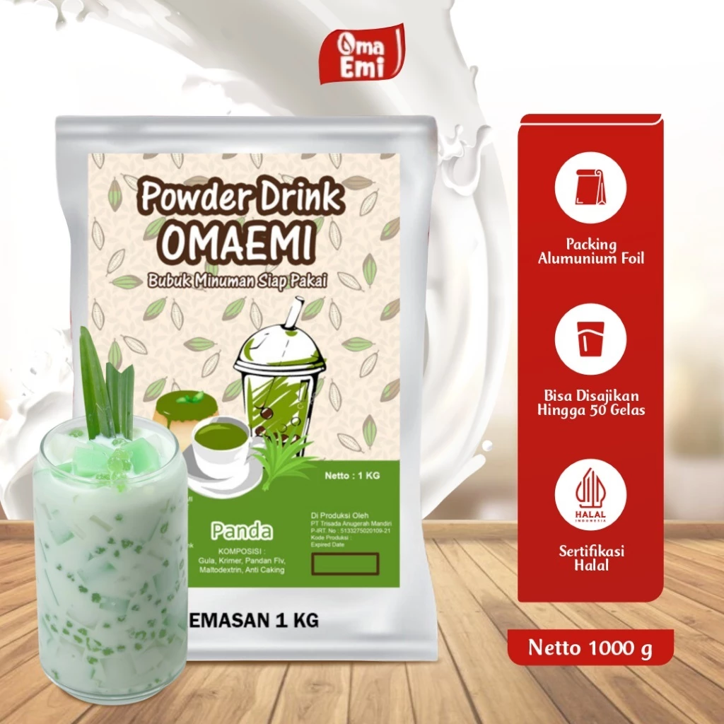 BUBUK MINUMAN RASA PANDAN KEMASAN 1KG FOOD GRADE