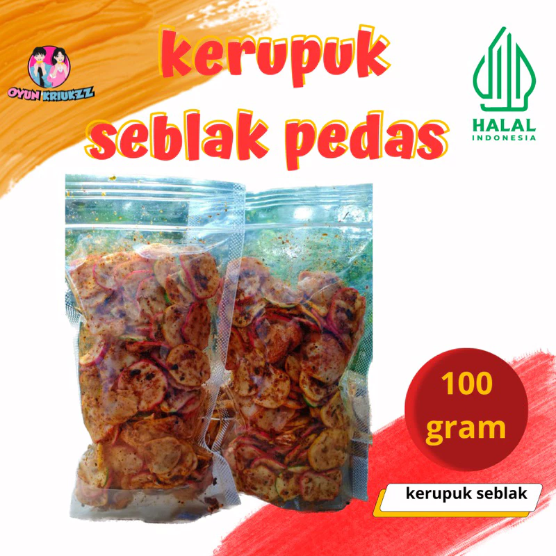 KERUPUK SEBLAK KERING PEDAS JERUK / 100GRAM SEBLAK KERING KENCUR /SEBLAK KERING DAUN JERUK