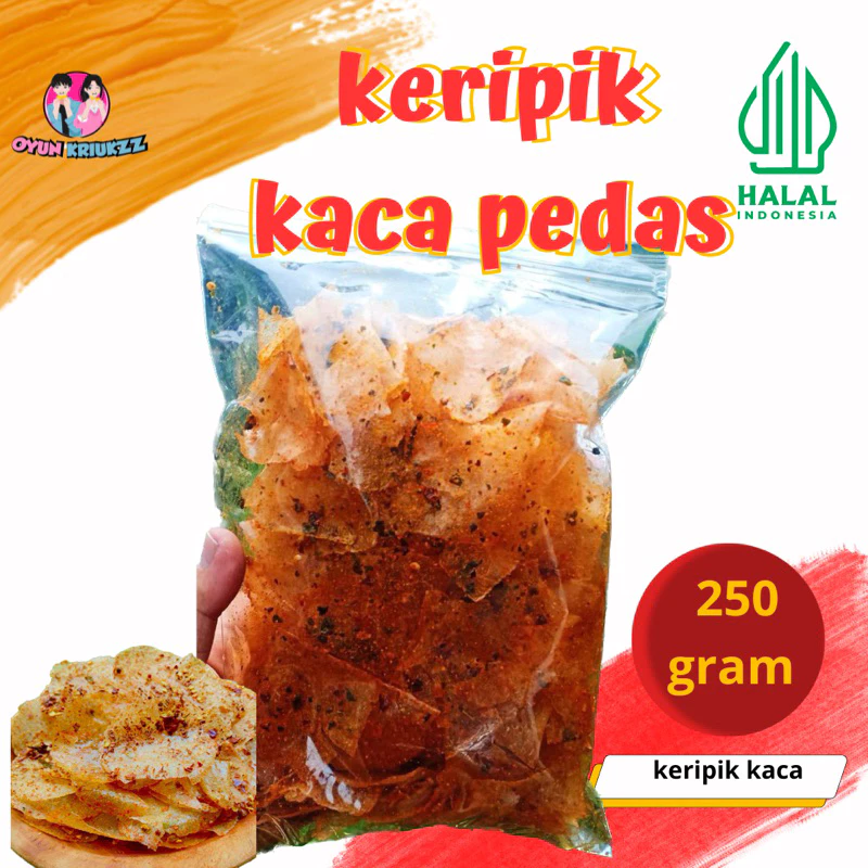 KERIPIK KACA 250gr / KERIPIK BELING / KRIPCA PEDAS / KIRCA