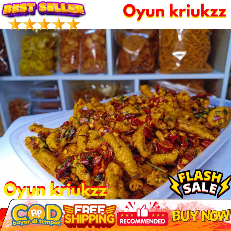 keripik usus ayam kriukzz pedas daun jeruk bumbu rempah 200 gram
