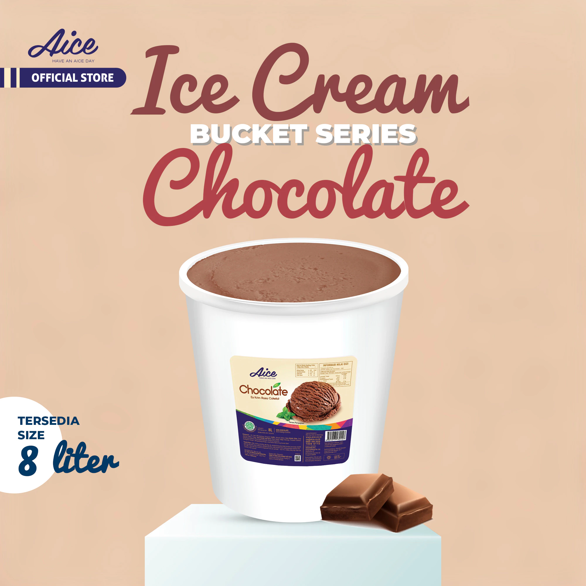 AICE Chocolate Bucket 8 Liter Cokelat Ice Cream Es Krim Ember 8L Eskrim
