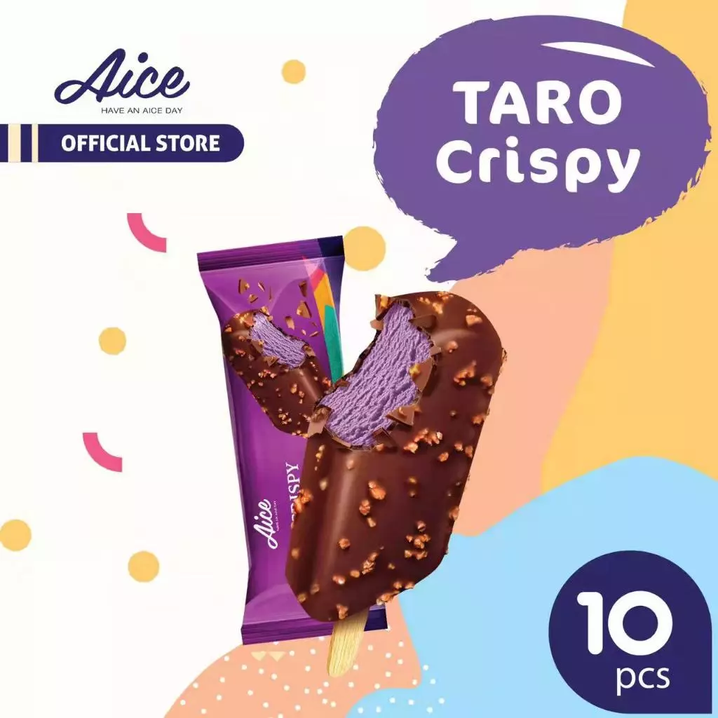 Aice Ice Craem Taro Crispy Es Krim Rasa Taro Stick Isi 10 Pcs Es Krim