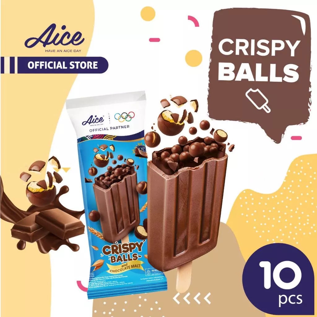 Aice Ice Cream Crispy Balls Es Krim Chocolate isi Bola bola Crispy isi 10 pcs eskrim