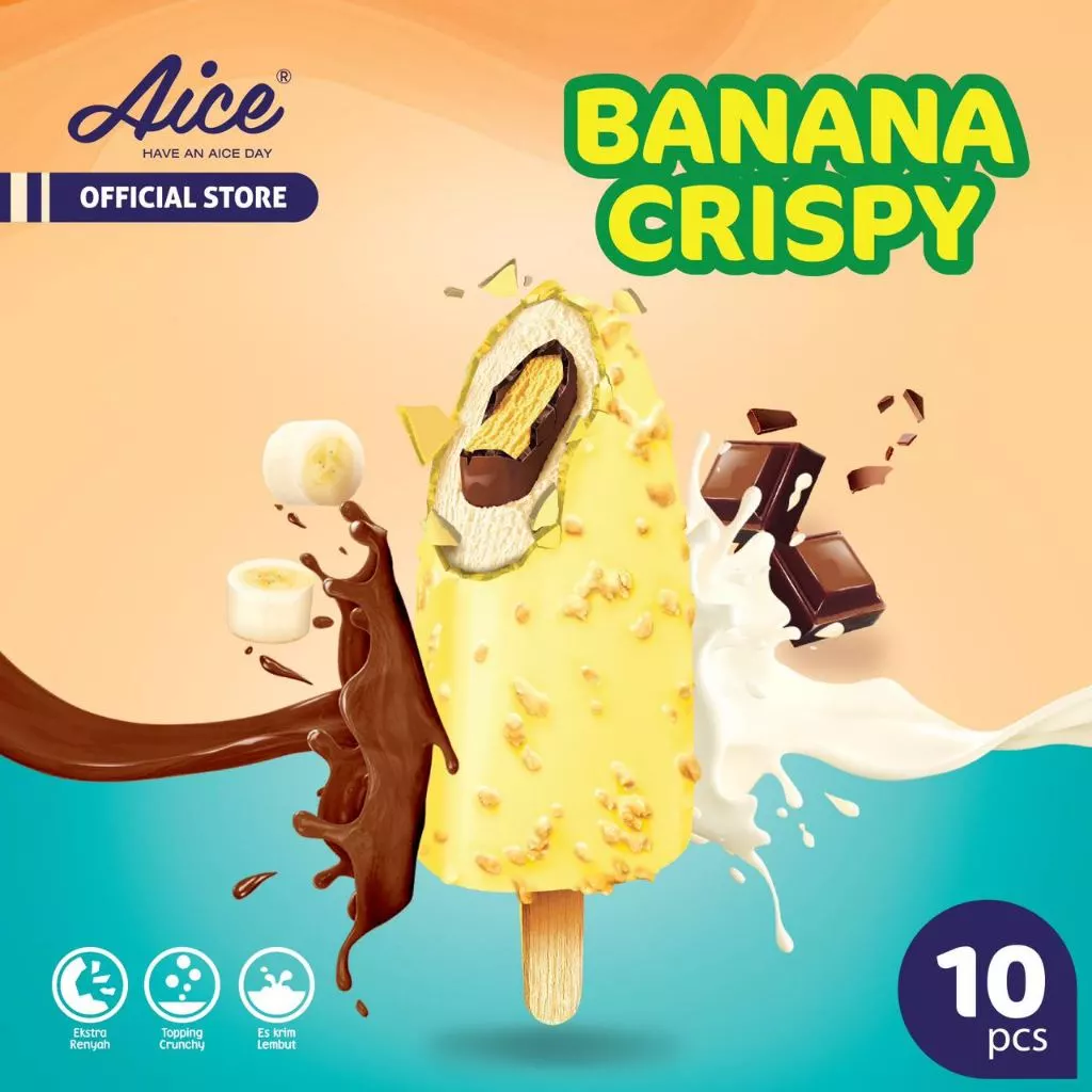 Aice Ice Cream Banana Crispy 10pcs Es Krim Rasa Pisang