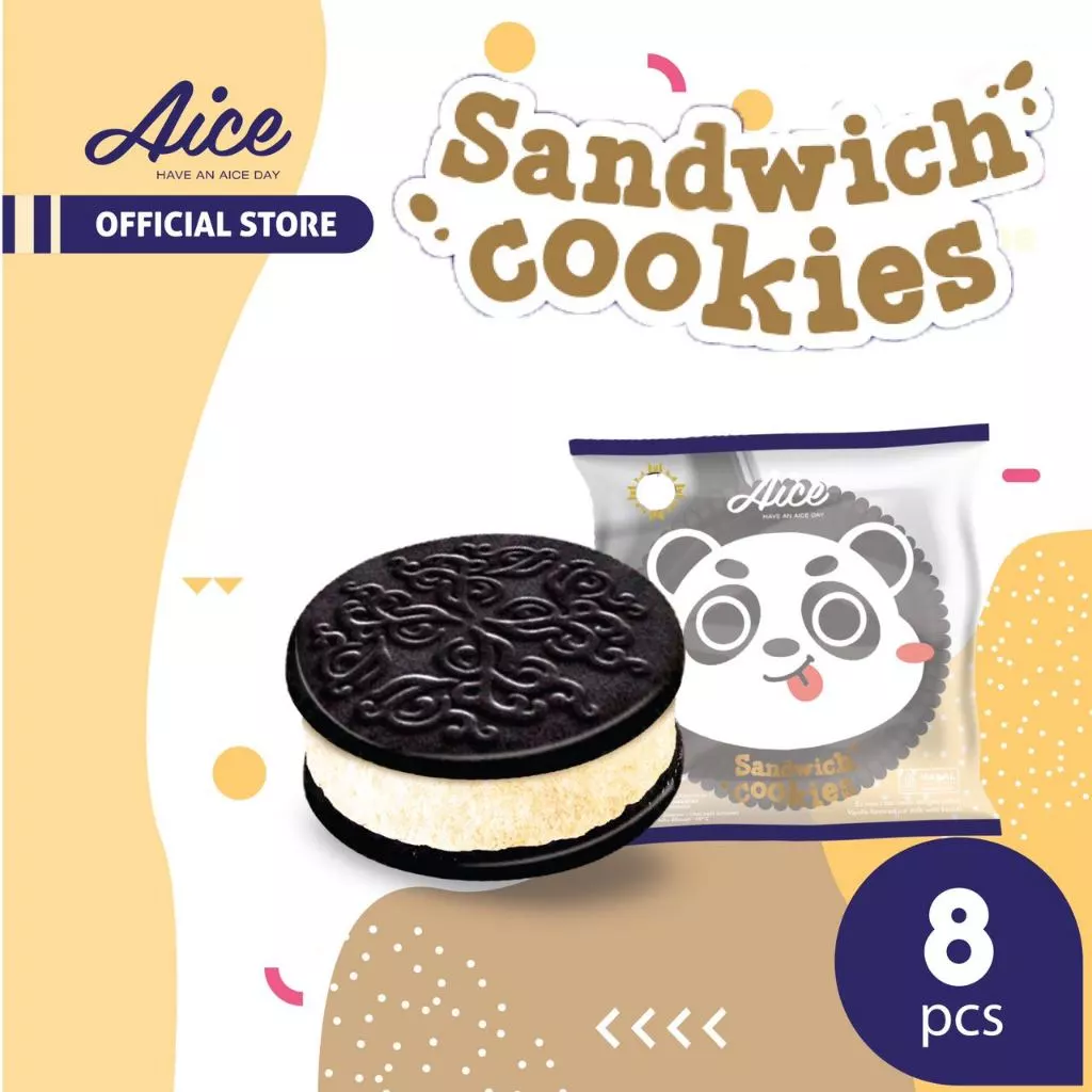 AICE Ice Cream Sandwich Cookies Panda 45ml Es Krim isi 8 pcs eskrim