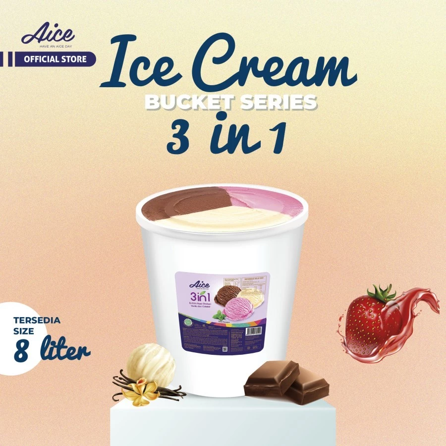 AICE 3 in 1 Bucket 8 Liter Ice Cream Es Krim 3in1 Ember 8L Eskrim