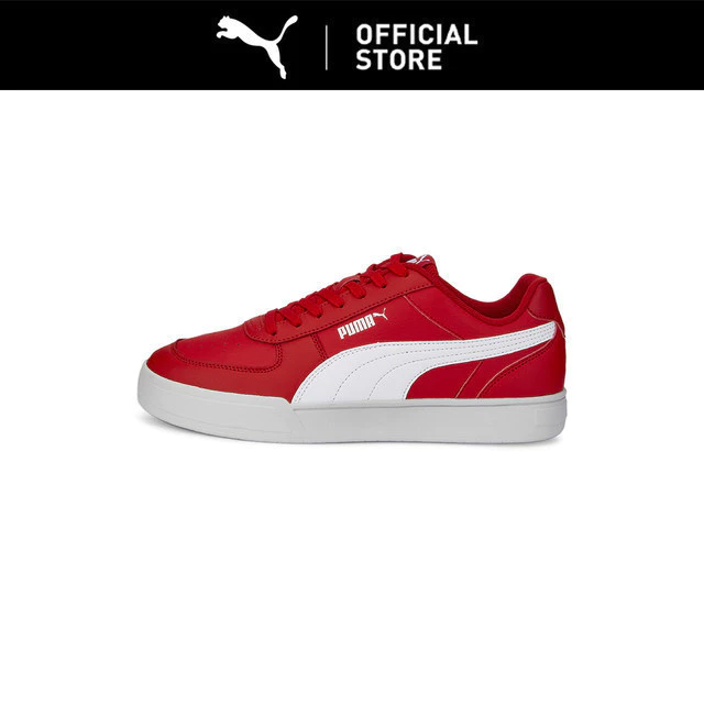 PUMA Sepatu Sneakers Caven Kulit Fleksibel Merah Unisex