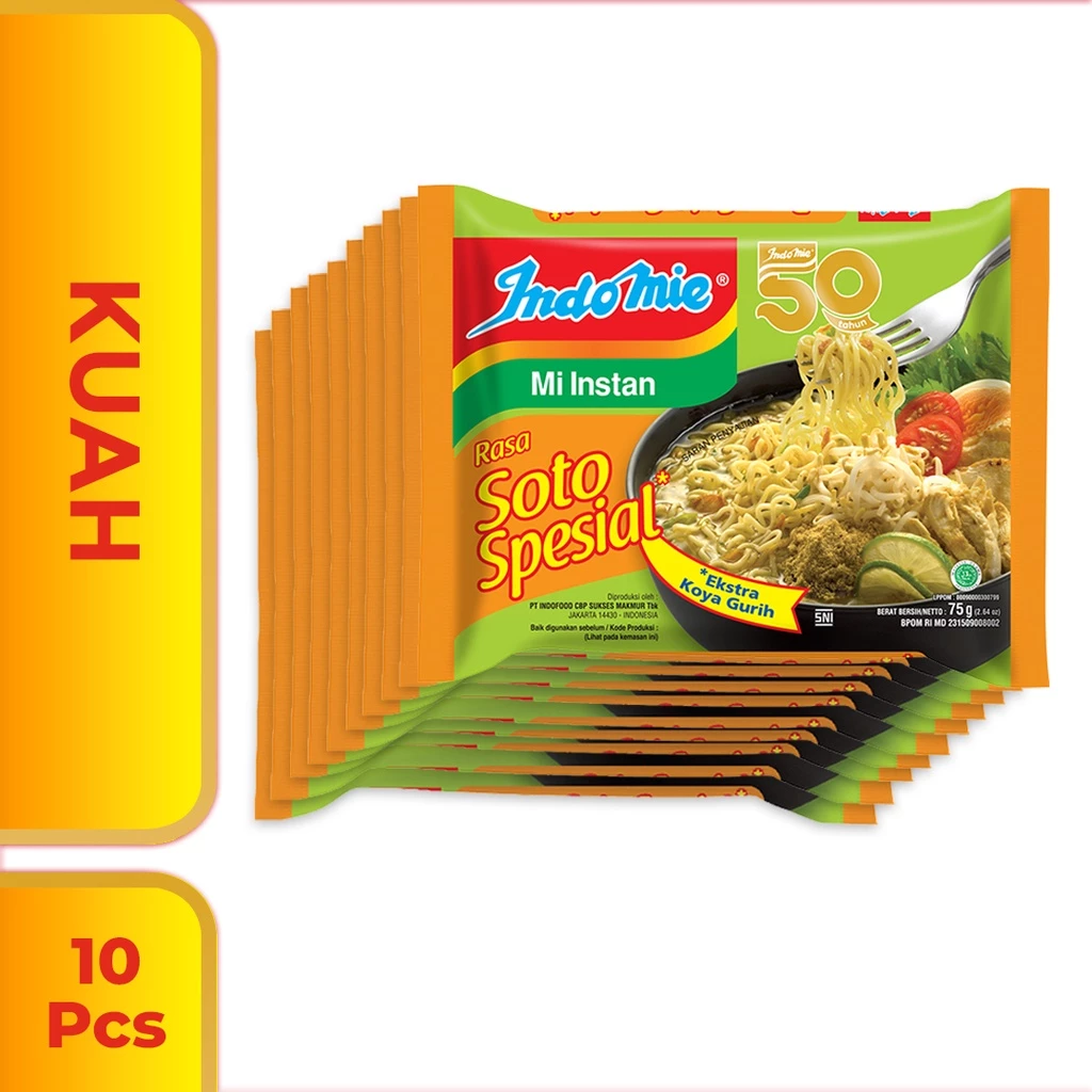 10 PCS - Indomie Kuah Soto Spesial 75 Gr
