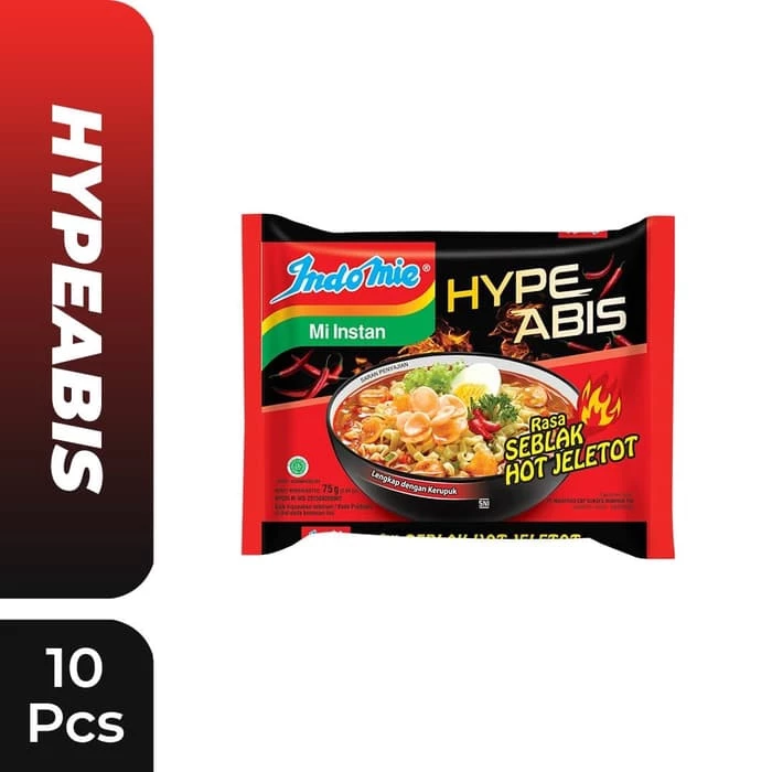10 PCS - Indomie HypeAbis Rasa Seblak Hot Jeletot 75 Gr