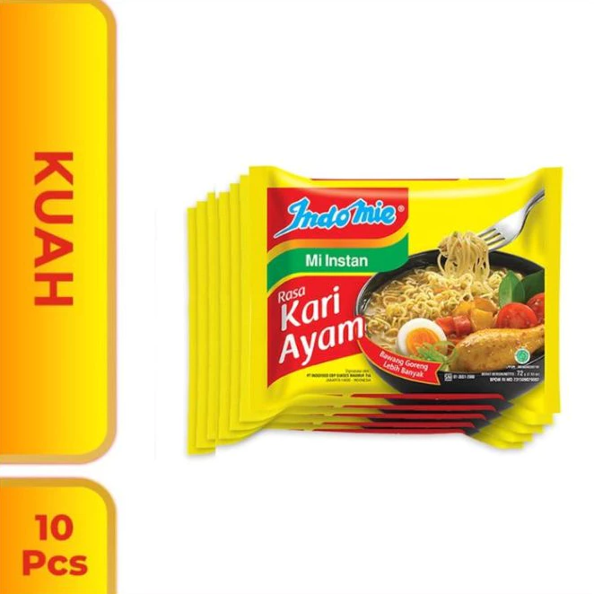 10 PCS - Indomie Kuah Kari Ayam 72 Gr