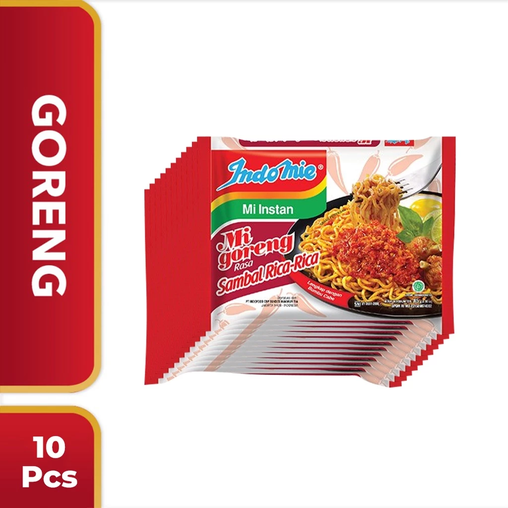 10 PCS - Indomie Goreng Sambal Rica-Rica 85 Gr