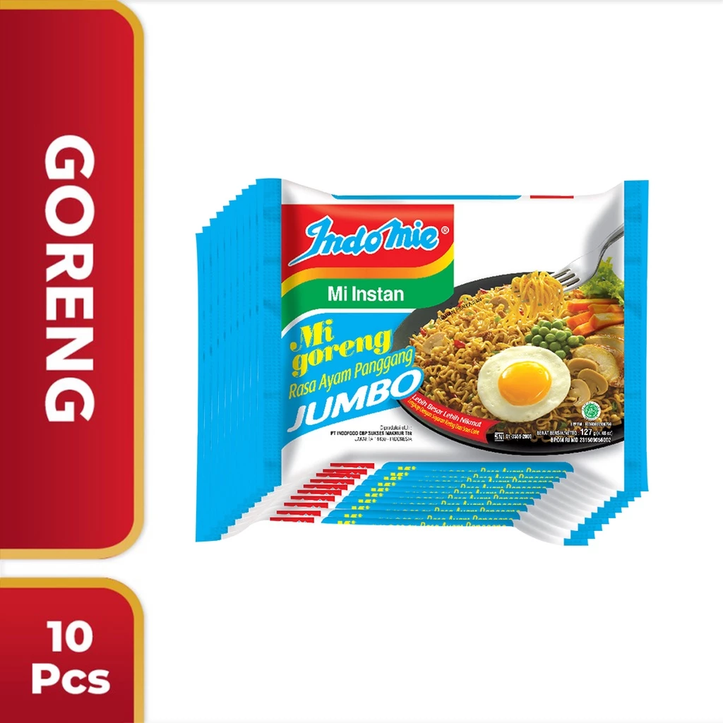 10 PCS - Indomie Goreng Ayam Panggang Jumbo 127 Gr