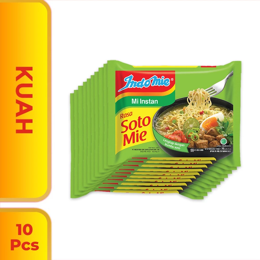 10 PCS - Indomie Kuah Soto Mie 70 Gr