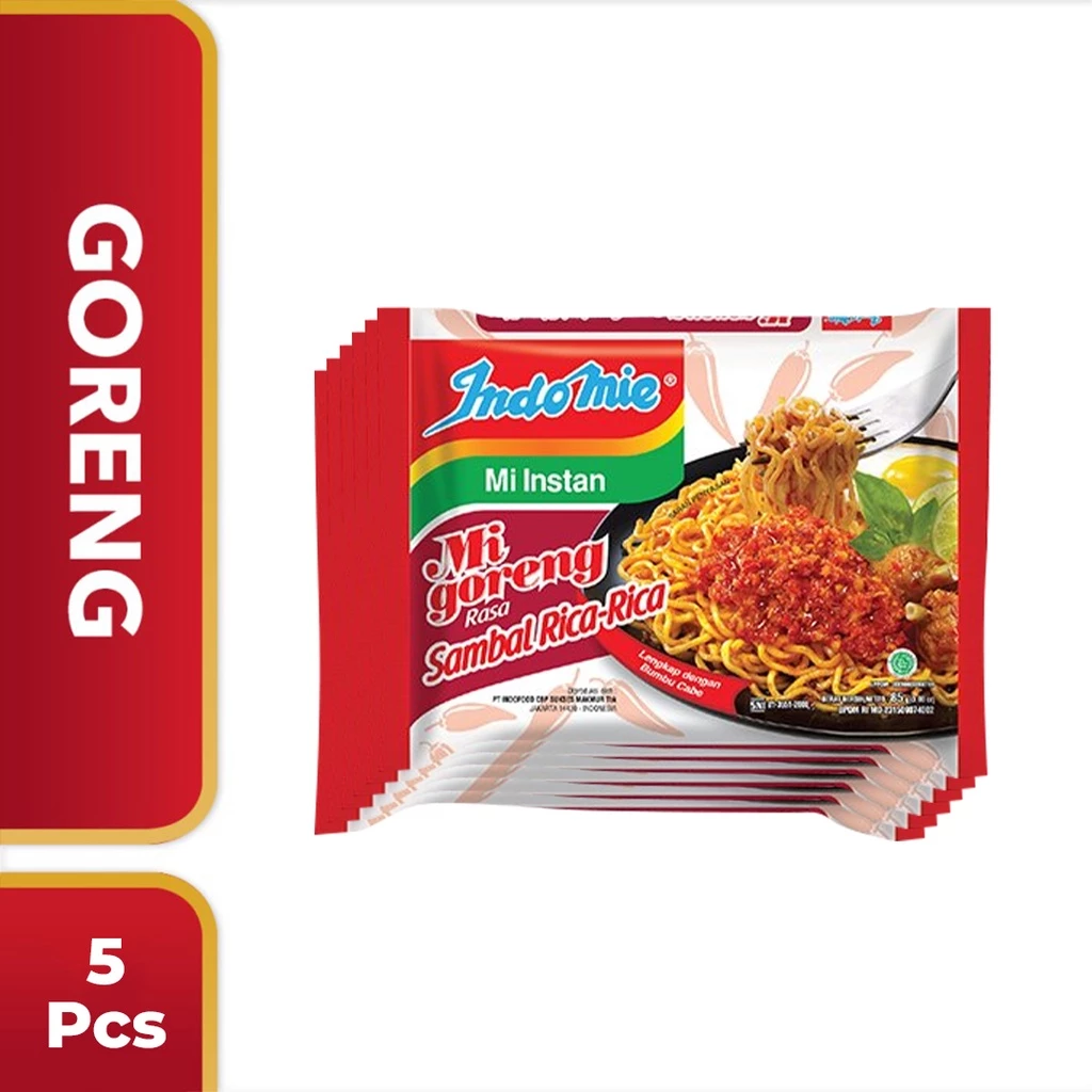 5 PCS - Indomie Goreng Sambal Rica - Rica 85 Gr