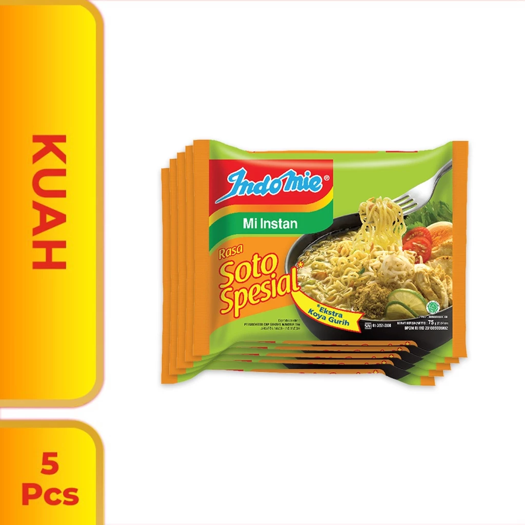 5 PCS - Indomie Kuah Soto Spesial 75 Gr