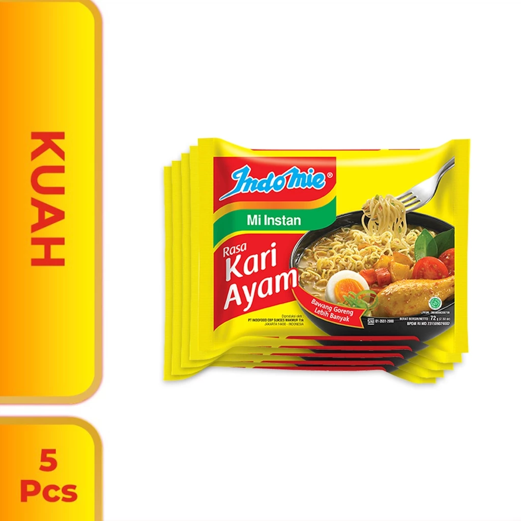 5 PCS - Indomie Kuah Kari Ayam 72 Gr
