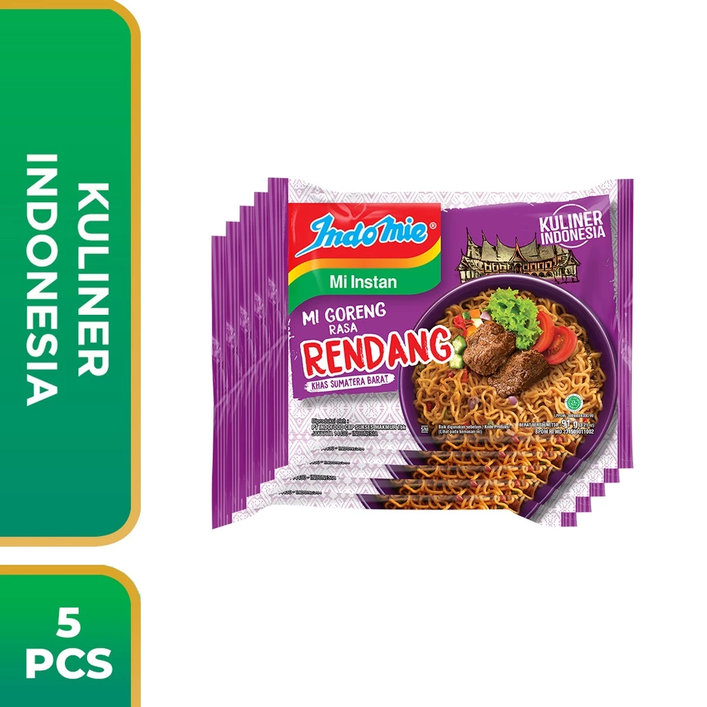 5 PCS - Indomie Goreng Rendang 91 Gr