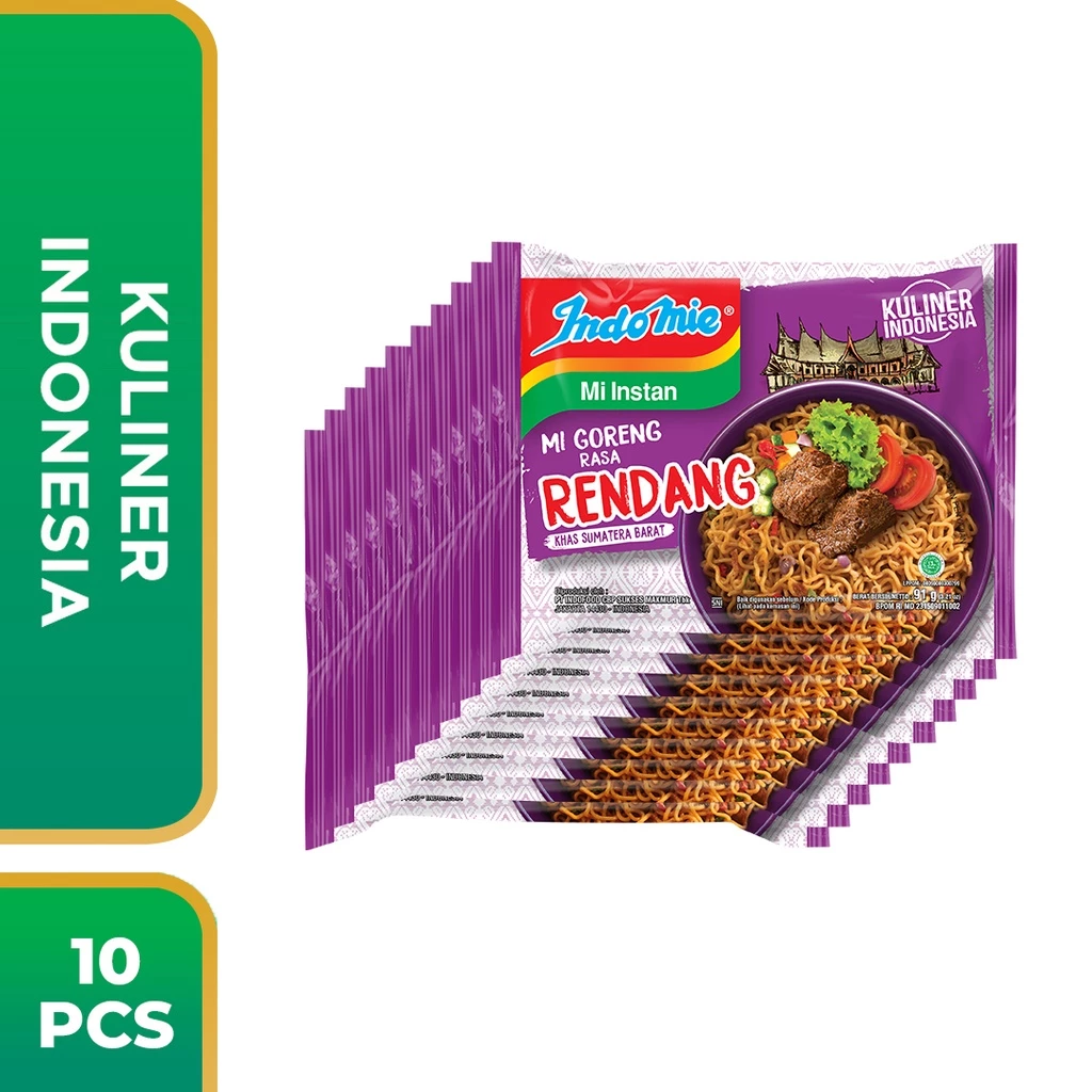 10 PCS - Indomie Goreng Rendang 91 Gr