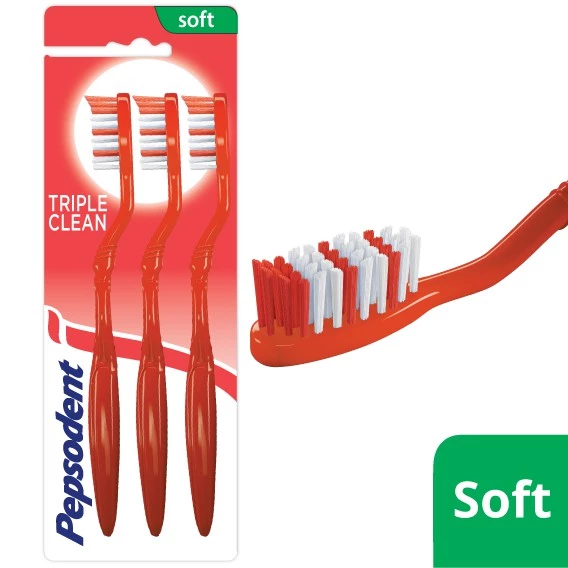 Pepsodent Sikat Gigi Triple Clean Soft Isi 3