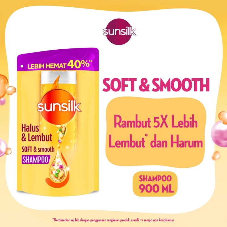 Sunsilk Shampoo Refill Halus & Lembut Soft & Smooth 900 mL