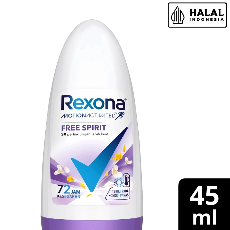 Rexona Women Deodorant Roll On Antiperspirant Protection Free Spirit 72 Jam Kesegaran 45Ml