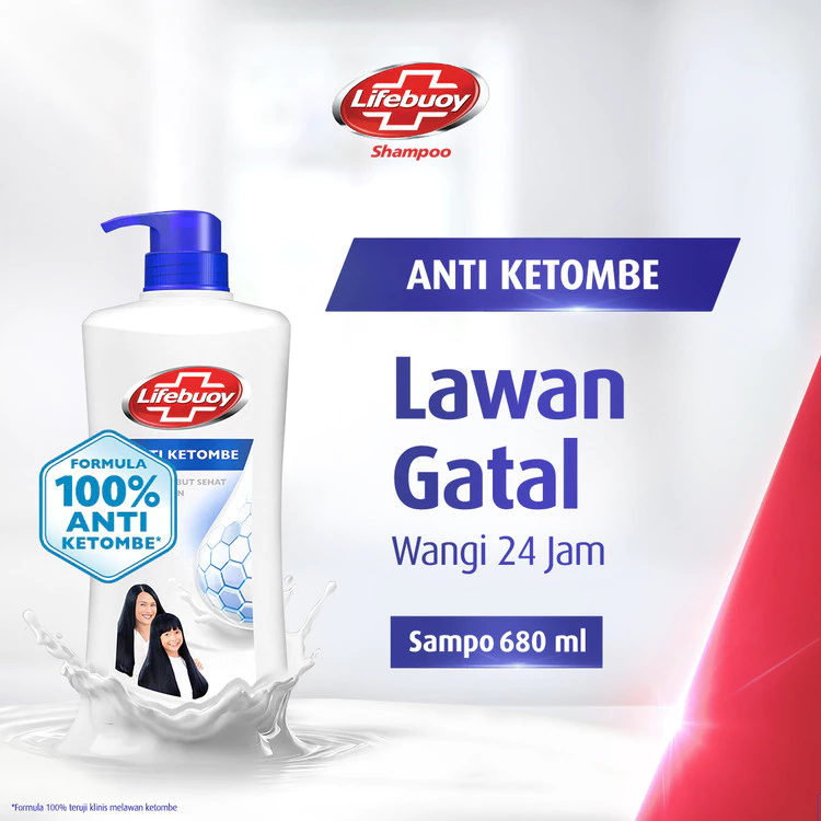 Lifebuoy SHAMPO ANTI KETOMBE ANTI DANDRUFF lembut dgn MilkNutriStrong&Active Zinc 680ML