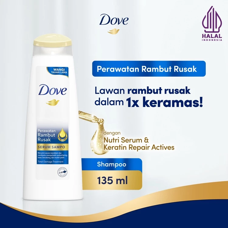 Dove Shampo Keratin Perawatan Rambut Rusak Sampo 135 ML