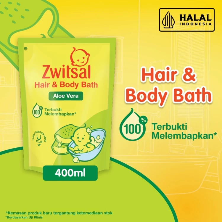 Zwitsal Baby Bath Hair & Body Aloe Vera 400mL