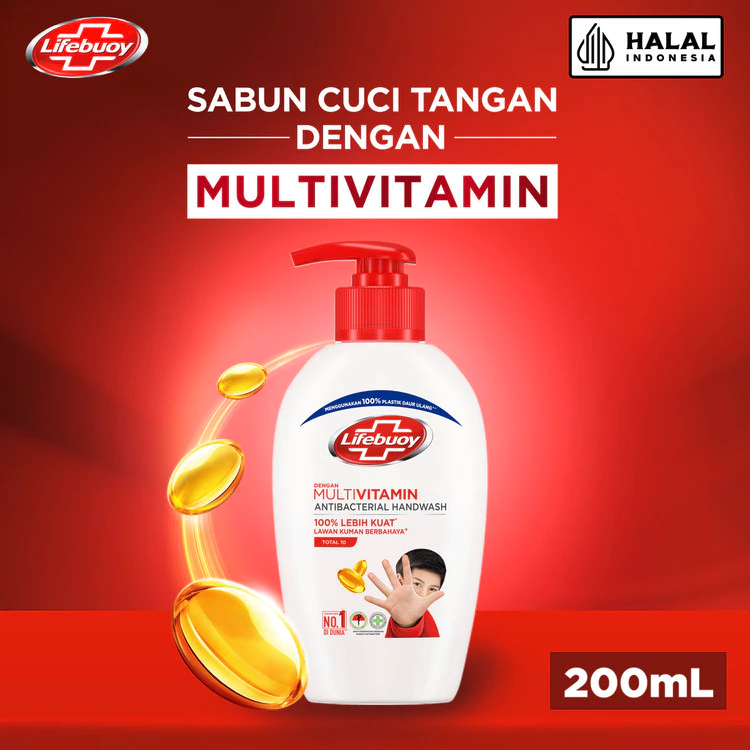 Lifebuoy Sabun Cuci Tangan Total 10 200 Ml - Sabun Cuci Tangan Anti Bakteri, Hand Wash