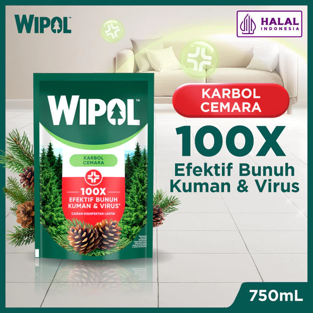 Wipol Pembersih Lantai Cairan Disinfektan Teruji Dermatologis Karbol Cemara 750ml