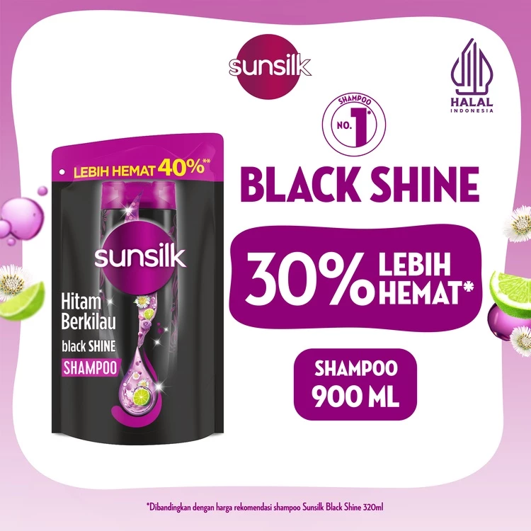 Sunsilk Shampoo Rambut Hitam Berkilau Black Shine Activ-Infusion Dengan Urang Aring 900ml